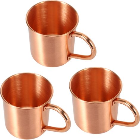 3 tazas de cobre puro de Moscú, sólidas y lisas, sin revestimiento, para cócteles, café, cerveza, leche, agua, bar en casa, bebidas frías.