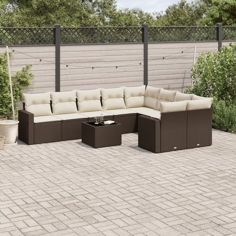 Salon de jardin modulable 10 pcs en résine tressée marron avec coffres de rangement, 85.31kg - PANGIVO (1/3)