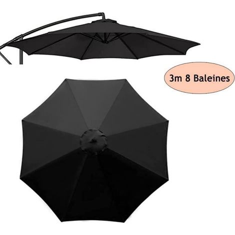 Toile de rechange pour parasol dextrieur - 3m - 8 baleines - Noir couleurs multiples TOILE DE RECHANGE POUR PARASOL (1/4)