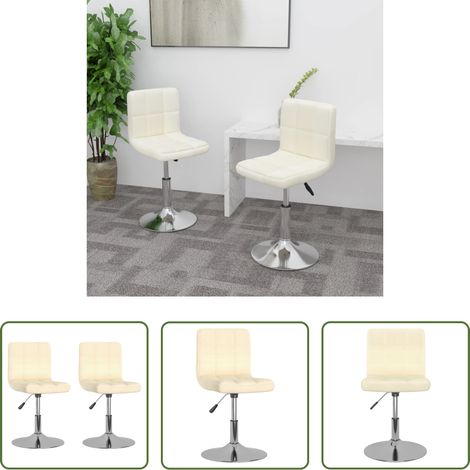 vidaXL Sillas de comedor giratorias 2 unidades tela color crema (1/5)
