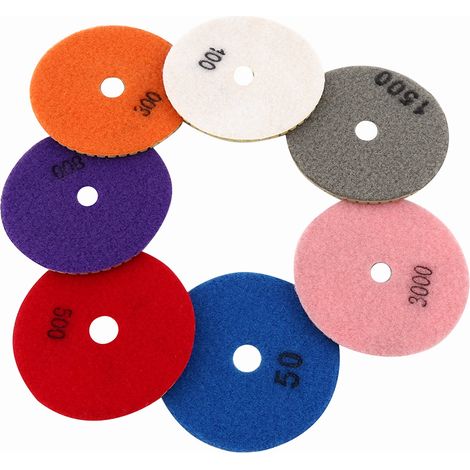 7 Stück 100 mm Nasspolierscheiben mit Diamantprofil für Granit, Marmor und Beton (4 Zoll) (1/5)