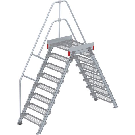 Euroline 512 Überstieg 60° 800mm Stufenbreite 2x8 Stufen Stahl Gitterrost