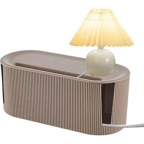 Boîte de rangement pour câbles, cache-câbles en ABS avec trous de ventilation et couvercle coulissant, pour bureau, meuble TV, kaki, 31 x 13,5 x 12,5 cm (1/5)