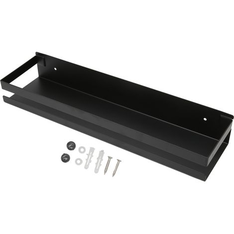 Support de salle de bain noir, grand espace de rangement, étanche, forte capacité portante, ensemble d'étagères d'hôtel 40x10x6cm (1/5)