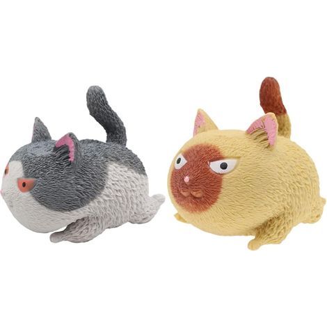 Lot de 2 jouets pour chat adorable chat en colère jouets pour chat mignon forme de chat jouet animal créatif balle anti-stress drôle jouet faveur de fête (1/4)