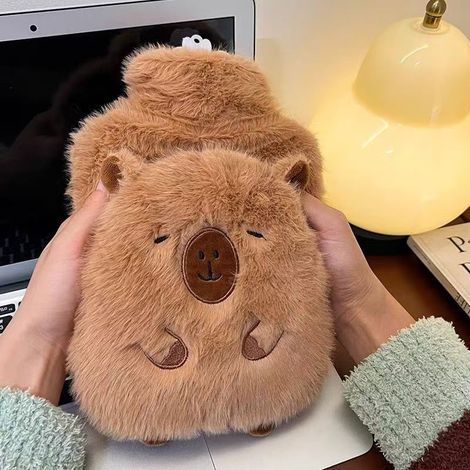 Bouillotte, 1L Bouillotte enfant avec couvercle, Mignon peluche bouillotte, Amovible pour le nettoyage, Antidéflagrant et étanche, Convient aux enfants et aux adultes (Vertical) (1/5)