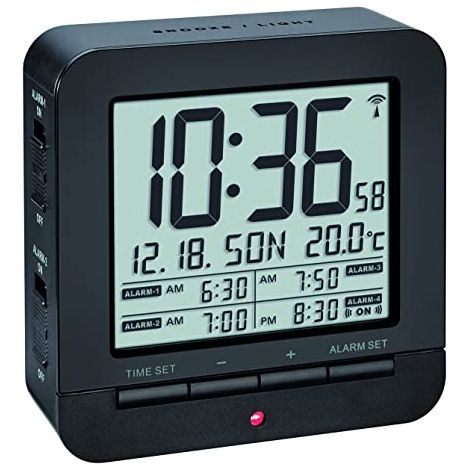 TFA 60.2536.01 Reloj despertador digital negro con radio controlado