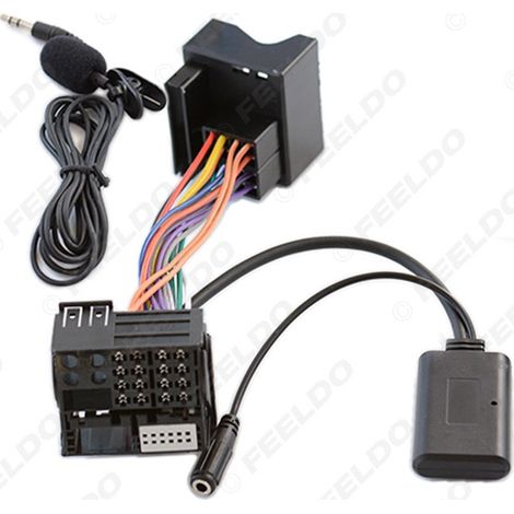 Compatible avec les Volkswagen RCD510, 310, RCD210, Scirocco, Magotan et Golf : câble adaptateur audio Bluetooth AUX + microphone