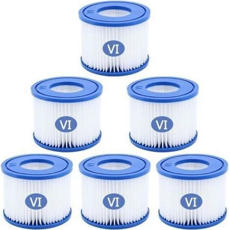 Lot de 6 cartouches filtrantes pour piscines hors-sol, compatibles avec les filtres Bestway, Intex, Lay-Z-Spa (Miami, Monaco, Vegas) et spas gonflables (1/5)