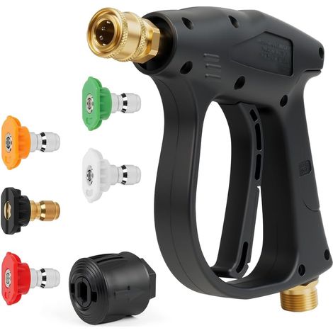 Nettoyeur Haute Pression Sans fil, Nettoyeur Haute Pression avec 5 buses, Pistolet de Lavage Haute Pression avec 1/4", Pistolet Nettoyage Voiture 4350 PSI, Raccord M22 Pistolet Lavage Voiture (1/5)
