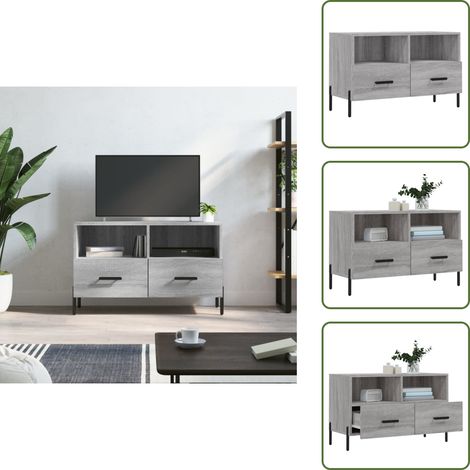 Meuble TV Sonoma gris 80x36x50 cm Bois d'ingénierie - Meubles Tv - Meuble Tv - Armoire Multimedia - Rangement Tv - Meuble Salon (1/5)