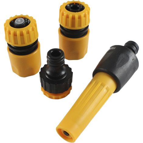 HOTECHE accesorios manguera riego de 1/2 4 piezas set , Set de 4 accesorios para manguera de riego Hoteche 4 conectores rápidos de manguera Contiene: 1 adaptador, 1 conect (1/5)