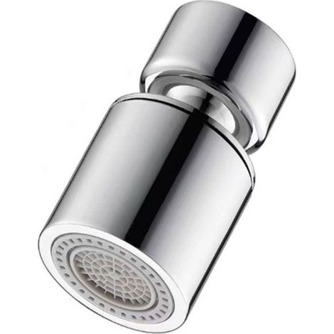 Tête de robinet flexible, fonction 360 degrés, fonction double aérateur d'eau, 2 types de jet, tête tamis, argent (1/5)