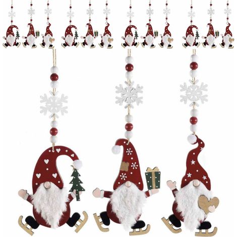 Gnomi Natalizi da Appendere in Legno per Albero di Natale, Casa, Vetrine 18 Pz (1/2)