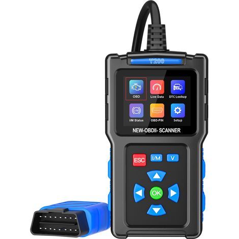 Diagnostic T200 - Scanner OBD2 Multifonction pour Moteur & Batterie - Lecteur de Codes Auto avec Test de Charge de Batterie, Lecture/EFFACEMENT Défauts et Affichage Données en Direct - Compatible 8-30 (1/5)