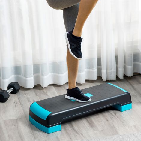 Plateforme Marche Sport Gymnastique Hauteur Réglable 10/15/20 Charge Entraînement Bleu Noir 150 kg 78x28x20cm (1/4)