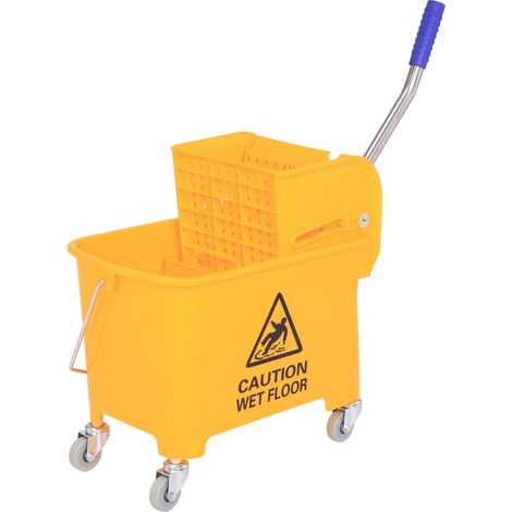 Cubo De Limpieza Carro De Limpieza Carro De Limpieza Cubo Móvil 20 Litros Con Prensa 2 Cámaras Amarillo