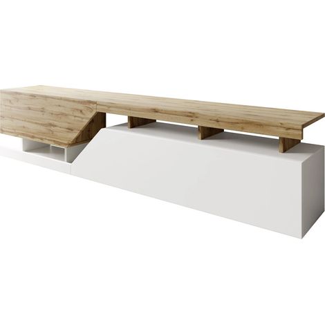 Mueble TV Comfivo Daldune 104, Blanco + Roble wotan, Número de puertas: 0, Número de cajones: 0, 200x47x35cm (1/5)