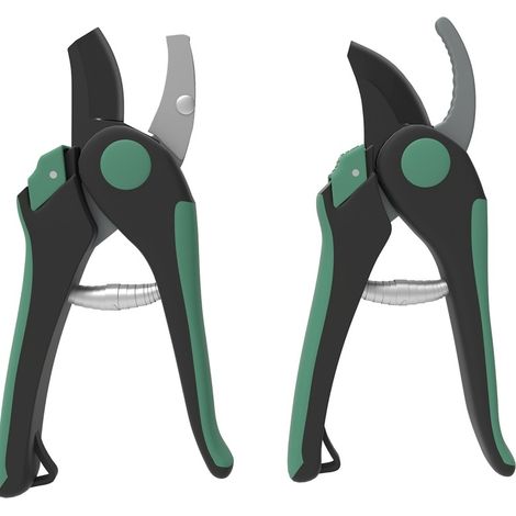 Set de tijeras de jardín de 2 piezas en metal verde y negro (1/5)