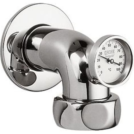 GROHE 12444000 coude de sortie 12444 portée 90 mm avec thermomètre 1 1/2" x 5/4" chromé (1/2)