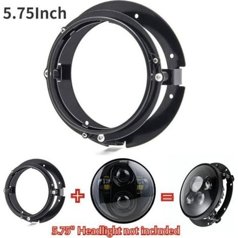 Support de montage de phare LED rond de 5,75 pouces 5-3/4 pouces pour motos, noir (1/4)