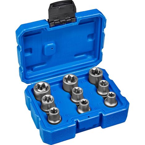 1 Jeu de clés à douilles Torx, 9 pièces, acier chrome-vanadium, rainure sphérique, coffret inclus, bricolage (1/5)