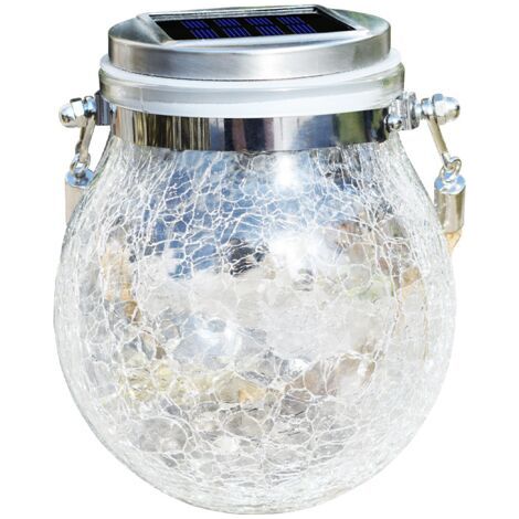 BUNTHAUS 1 Lumières de jardin solaires extérieures 20 lumières lumière chaude, lumières pendantes de boule de craquement de verre de paysage de Noël de LED