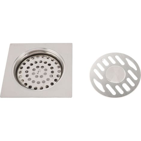 Bonde de douche carrée 11x11 cm acier inox 304 siphon de sol pour conduits 50-110 mm salle de bain balcon hôtel 5 pièces (1/5)