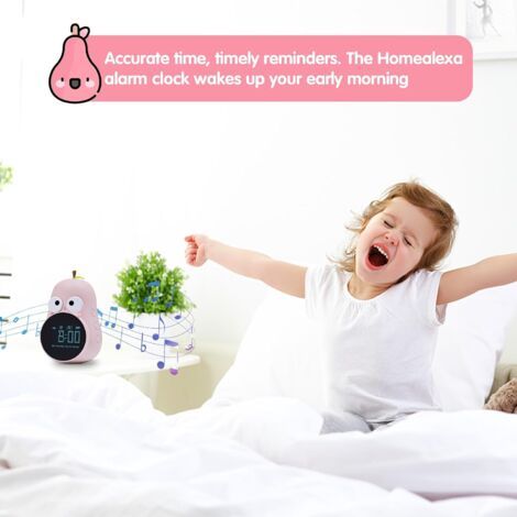 Sveglia luminosa creativa, lampada da comodino, luce notturna, sveglia programmabile per bambini, colore rosa (1/4)