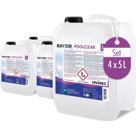 4x 5 L BAYZID® Poolclear - Trübungsbeseitigung für Pool-Filter mit Kartuschen & Filterballs