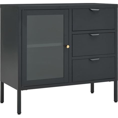 Buffet Anthracite 75x35x70 Acier et verre trempé (1/5)