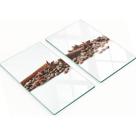 Dekorative Glasschneidebretter mit Kaffeebohnen- und Zimtmotiv, 2 x 30 x 52 cm (1/5)
