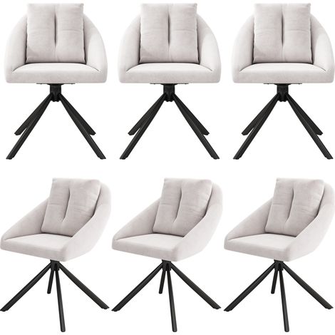 Chaise de salle à manger en velours beige, fauteuil pivotant ergonomique avec structure métallique (1/5)