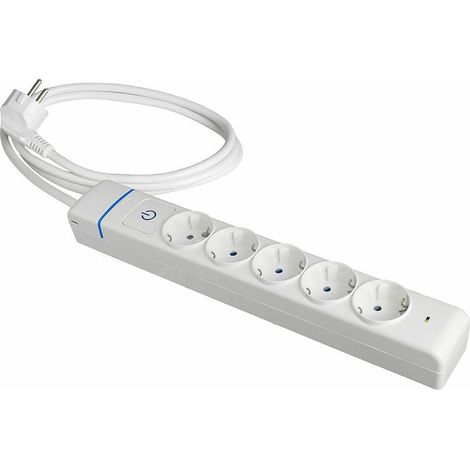 Weißer Mehrfachstecker 5 Steckdosen 2P+T 1,5 m