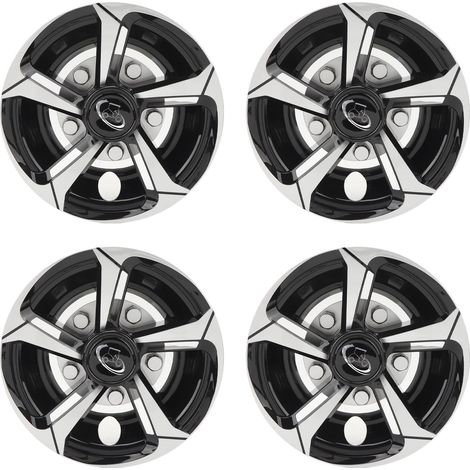 4 pièces 8 pouces capuchon de moyeu de roue de chariot de golf résistance aux chocs ajustement universel argent noir remplacement léger pour e-z-go. (1/5)
