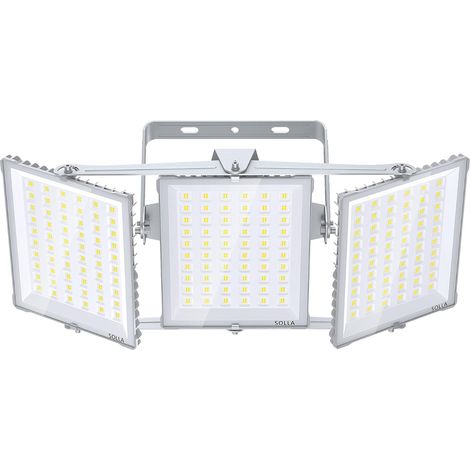 Projecteur LED extérieur 600W 2025 Plus Nouvelle Version Mis à Jour, 60000 LM, Blanc Lumière du Jour 6000K, Étanche IP66, 3 Têtes Réglables, Éclairage de Sécurité Extérieur pour Cours, Gris (1/5)