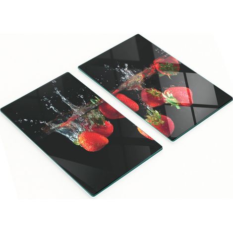 Tablas decorativas de vidrio para cortar y servir fresas y agua, 2 x 30 x 52 cm