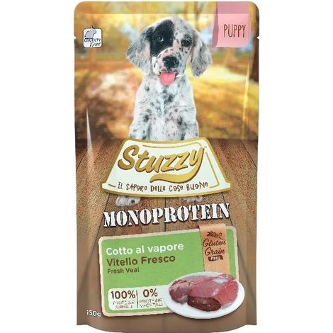 Cibo umido per cani STUZZY G-F Monoprotein Vitello per Cuccioli 24x150g