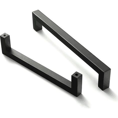 Poignées de meubles en aluminium - Boutons de meubles - Poignée - Poignées de meubles de cuisine - Lot de 10 (135 mm) pour portes, placards et salles de bains, noir (1/5)