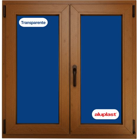 Ventana PVC Reforzado 1000x1000 2 Hojas Roble Dorado Oscilobatiente Transparente (1/2)