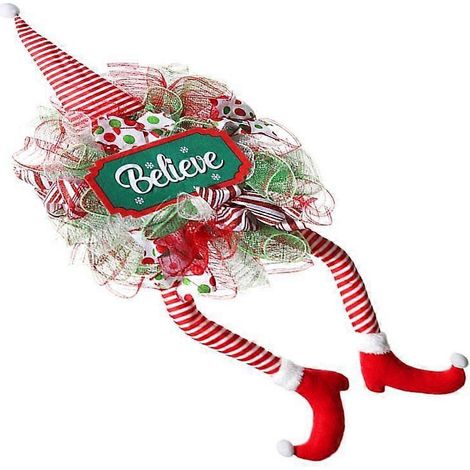 Nain aux longues jambes portant un chapeau, décoration murale pour porte d'entrée ou fête de fin d'année (1/4)