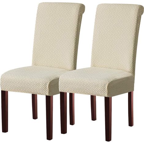 Housses de chaise extensibles modernes, lot de 2, lavables, universelles, crème (1/5)
