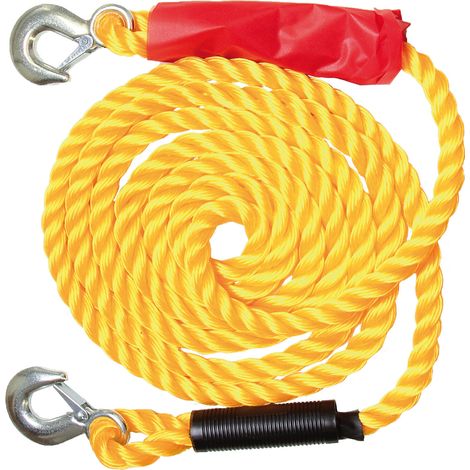 alca® Abschleppseil 4,0 m / 16 mm / 2500 kg mit Warnflagge + 2 Karabinerhaken