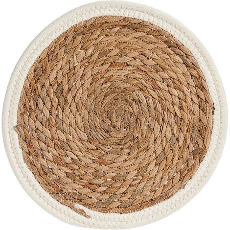 Tischset 30 cm, beige mit weißem Rand (1/3)