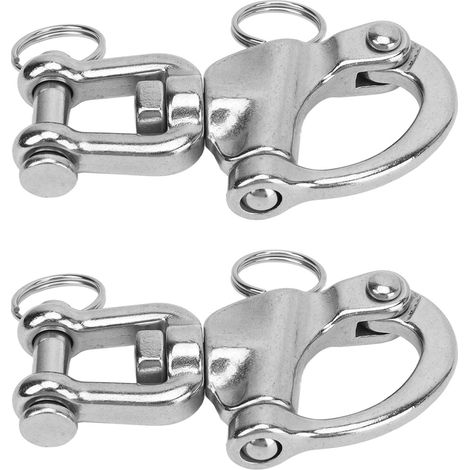 Lot de 2 manilles à ressort en acier inoxydable 316 à dégagement rapide, haute résistance et universelles pour gréement de voilier, 87 mm (1/5)