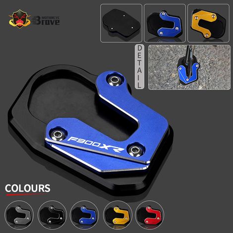 (SANS LOGO BLEU) Compatible avec BMW F900R F900XR F900 R XR 2020 2021 Moto - Extension de béquille latérale en aluminium CNC - Plaque de support maxpower (1/4)