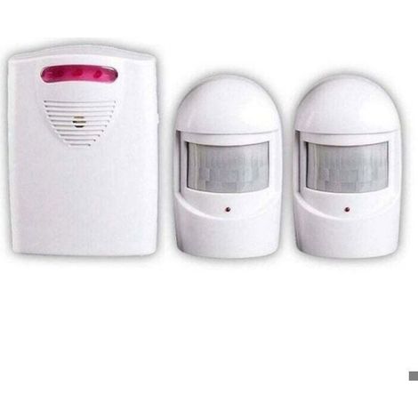 Systèmes Sécurité Alarme, 1 Récepteur et 2 Détecteurs de Mouvement PIR Résistant Intempéries pour Cour / Garage / Grange,Kit Sirène (1/5)