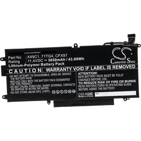 vhbw Akku kompatibel mit Dell Latitude 5289 2-in-1, 7390 2-in-1 Notebook (3850 mAh, 11,4 V, Li-Polymer) (1/2)