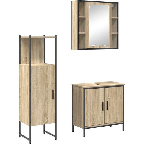 Maison Exclusive - Badezimmermöbel-Set mit Regal mit Tür 3 pcs Br