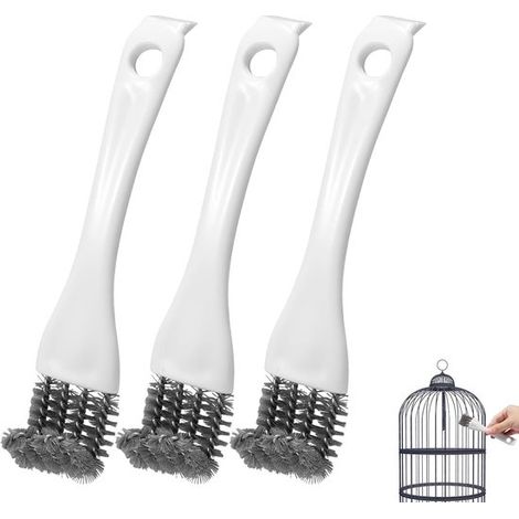 Brosse de nettoyage pour cage à oiseaux - Outils de nettoyage - Entretien de la cage - Lot de 3 pièces - 165 x 35 cm - Noir et blanc (1/5)